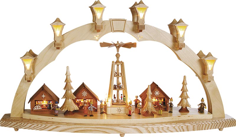 Glässer Volkskunst 'Schwibbogen Weihnachtsmarkt, elektrisch' 43x80cm RGL - 01008