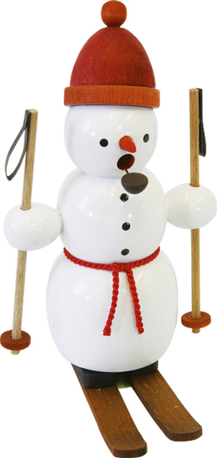 Glässer Volkskunst 'Rauchmann Schneemann auf Skiern' 13cm RGL - 26059