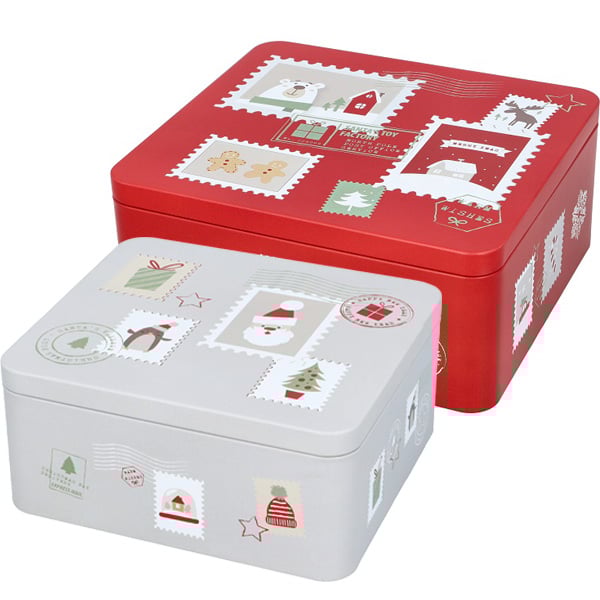 RBV Birkmann, Gebäckdosen-Set, Dear Santa groß, eckig, 2 Stück in versch. Großen