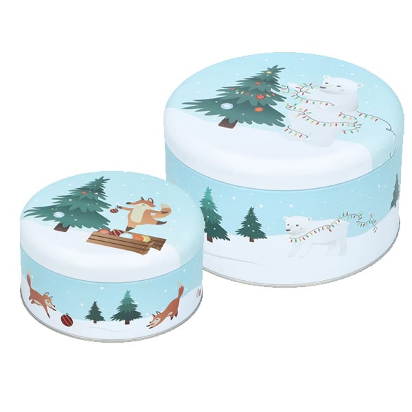 RBV Birkmann, Gebäckdosen-Set, Christmas Dekoration, rund, 2 Stück versch. Größen