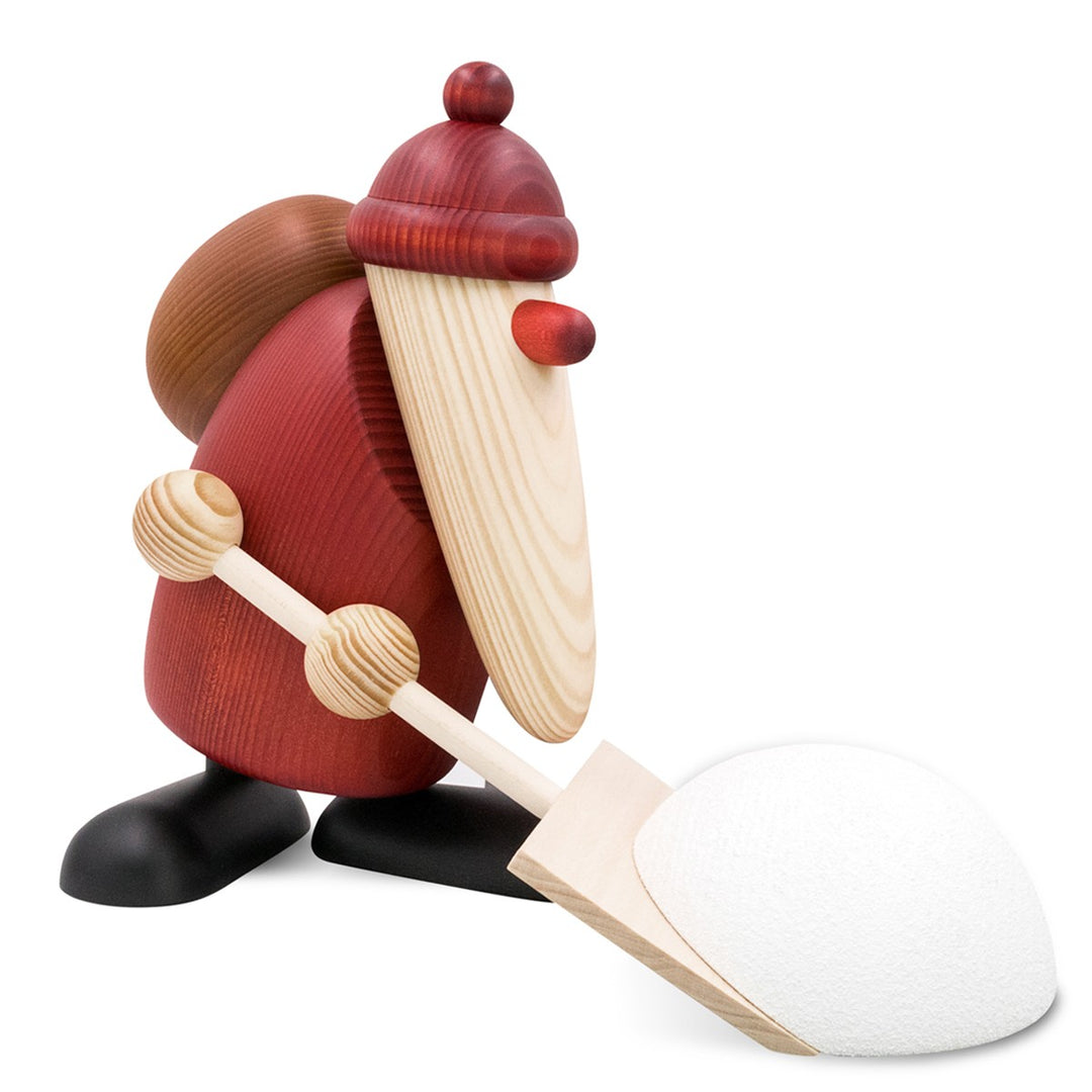 Bjoern Koehler - Santa Claus with snow shovel, large, red 18,5cm