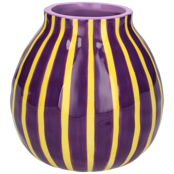 GICO - 1206301014 - Artisan Vase, Gift Company, H13,7cm, Farbe violett/gelb