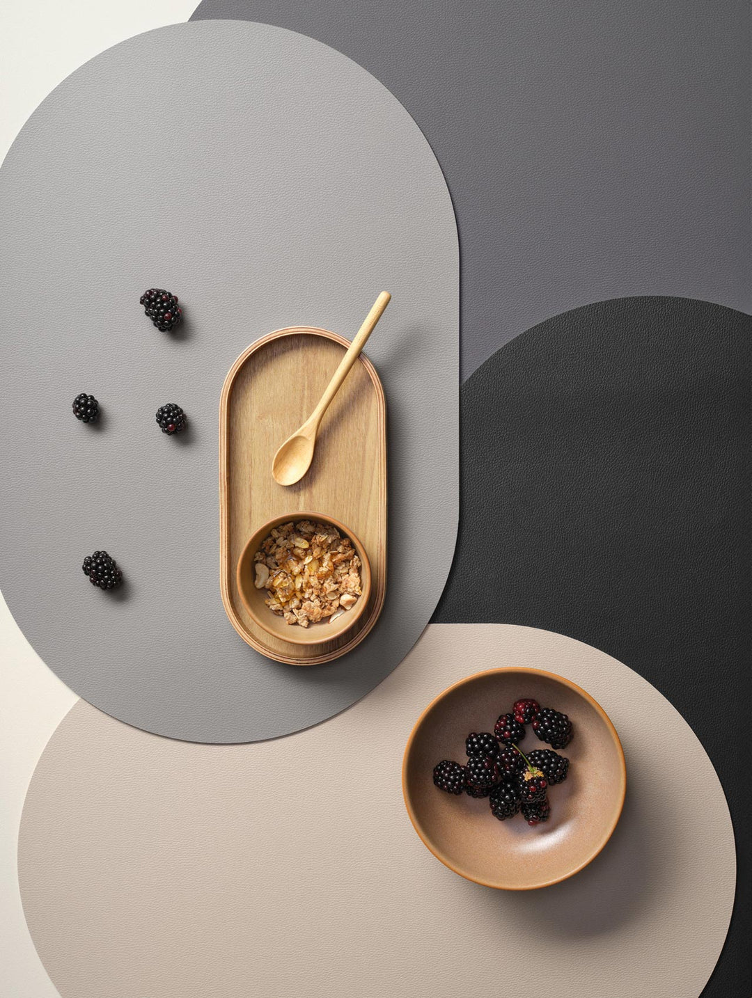 ASA - 07876420 - ASA, Tischset oval, cement, Lederoptik