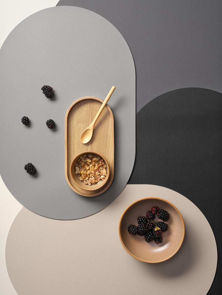 ASA - 07876420 - ASA, Tischset oval, cement, Lederoptik