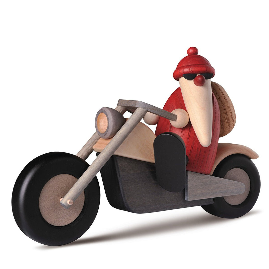 KOE - 6539 - Bjoern Koehler - Weihnachtsmann auf Motorrad, klein rot 11cm, Länge 17,5cm