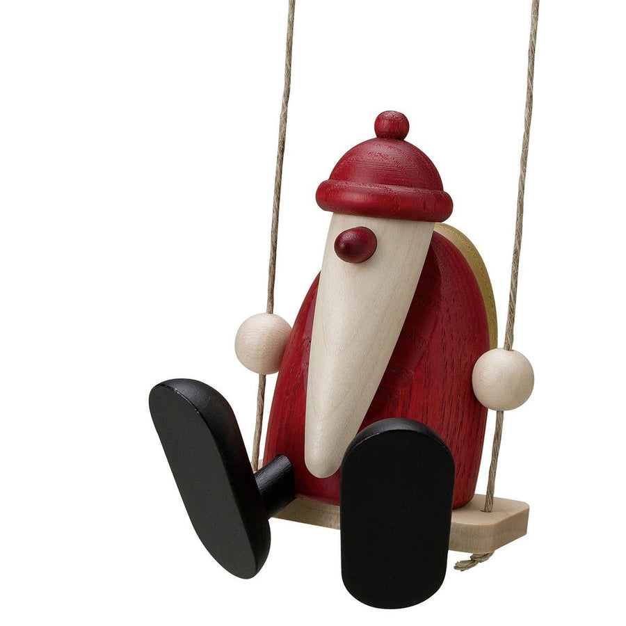 KOE - 660 - Bjoern Koehler - Weihnachtsmann auf Schaukel, klein, rot/natur 9cm