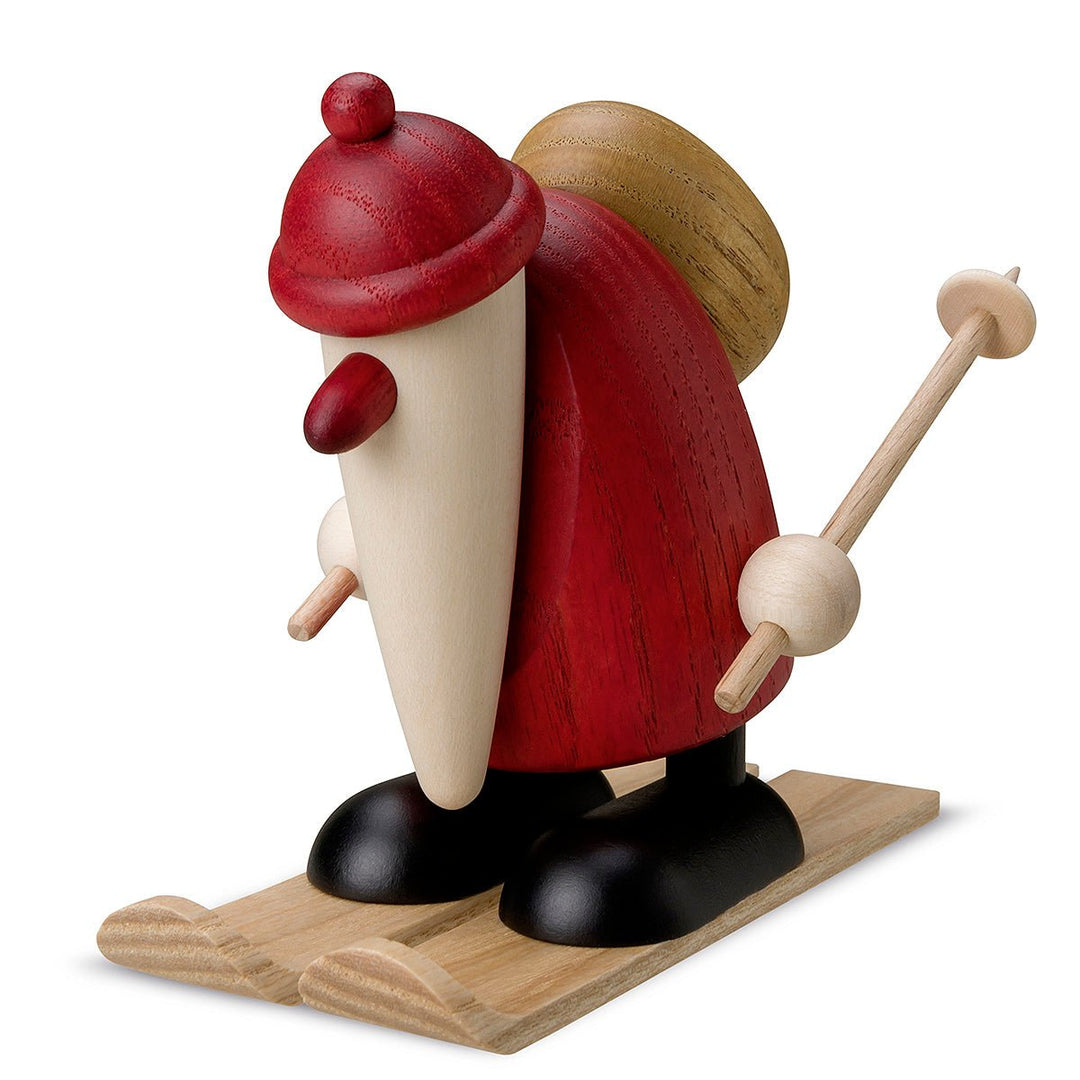 KOE - 640 - Bjoern Koehler - Weihnachtsmann auf Ski fahrend, klein, rot/natur 8,5cm