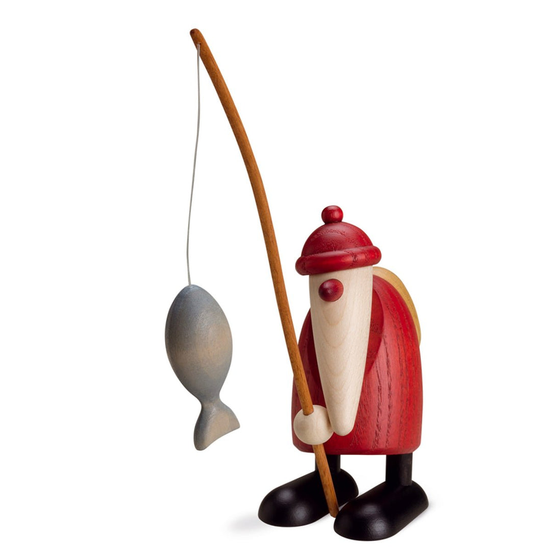 KOE - 6541 - Bjoern Koehler - Weihnachtsmann mit Angel, klein rot 9cm