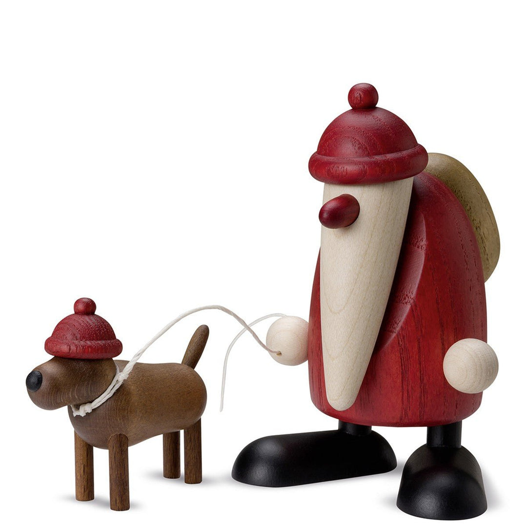KOE - 6040 - Bjoern Koehler - Weihnachtsmann mit Dackel Waldemar, klein, rot 9cm