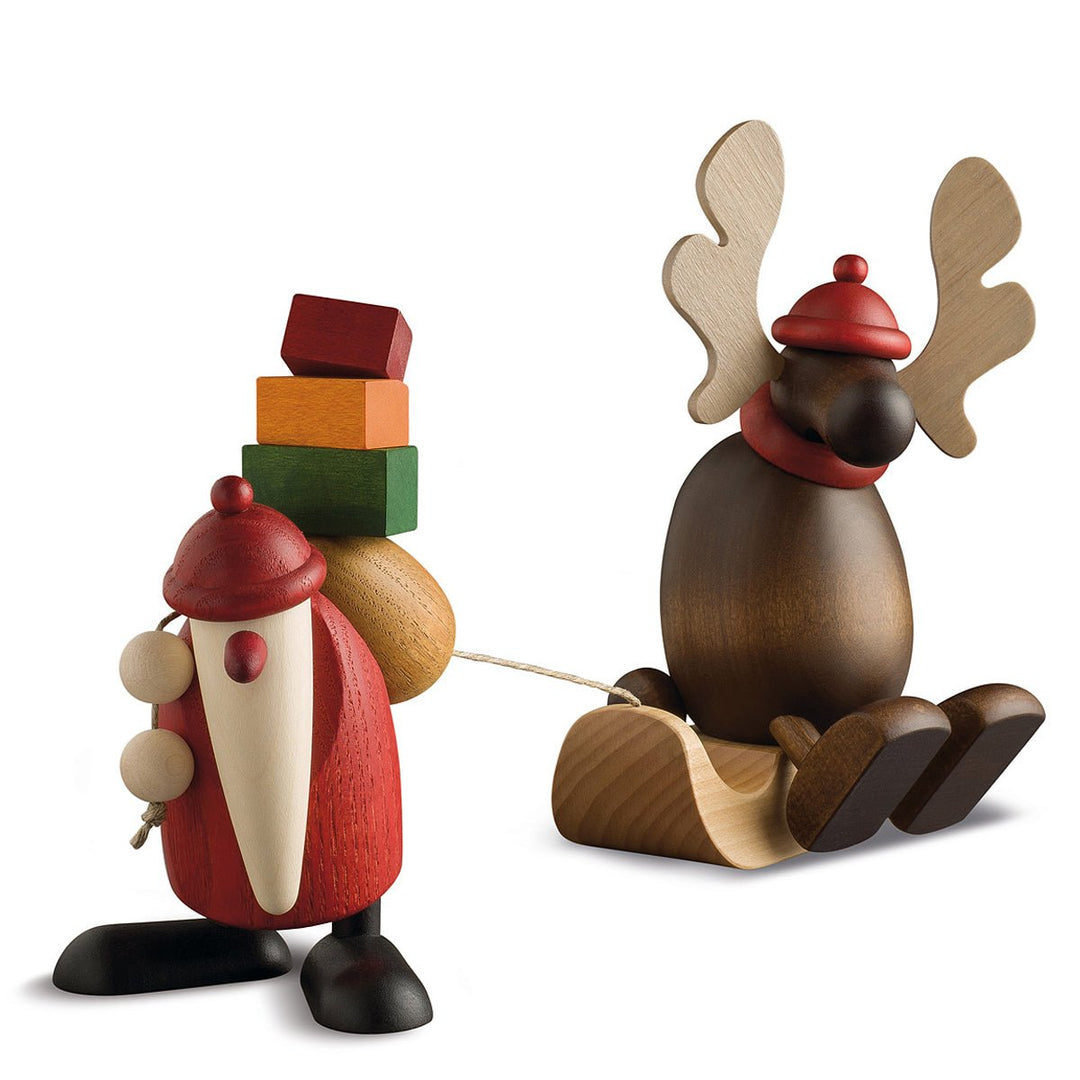 KOE - 6150 - Bjoern Koehler - Weihnachtsmann mit Elch auf Schlitten sitzend