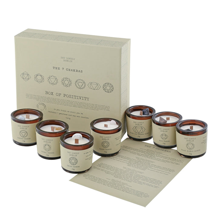 herb - EL - CH7 - SET - Die 7 Chakren Box der Positivität von Eau Lovely DUBLIN - Set 7 Kerzen