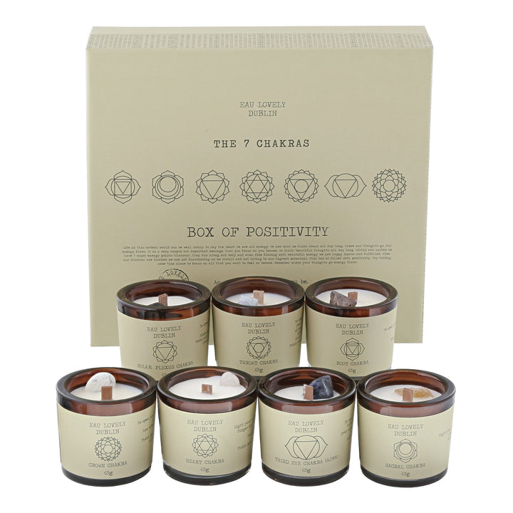 herb - EL - CH7 - SET - Die 7 Chakren Box der Positivität von Eau Lovely DUBLIN - Set 7 Kerzen