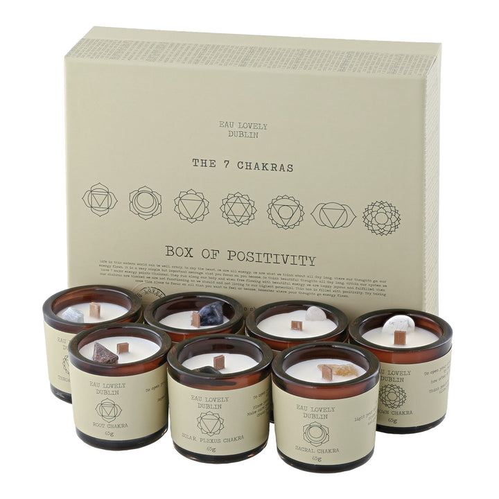 herb - EL - CH7 - SET - Die 7 Chakren Box der Positivität von Eau Lovely DUBLIN - Set 7 Kerzen