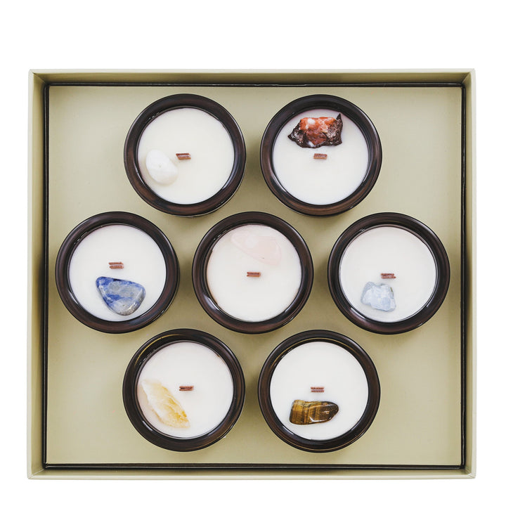 herb - EL - CH7 - SET - Die 7 Chakren Box der Positivität von Eau Lovely DUBLIN - Set 7 Kerzen