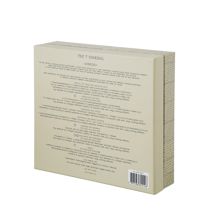 herb - EL - CH7 - SET - Die 7 Chakren Box der Positivität von Eau Lovely DUBLIN - Set 7 Kerzen