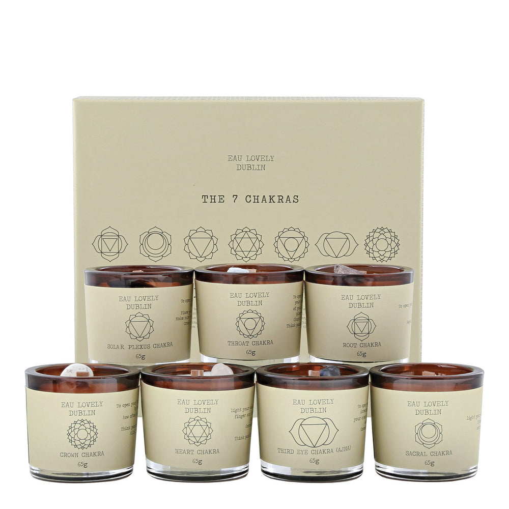 herb - EL - CH7 - SET - Die 7 Chakren Box der Positivität von Eau Lovely DUBLIN - Set 7 Kerzen