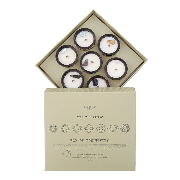 herb - EL - CH7 - SET - Die 7 Chakren Box der Positivität von Eau Lovely DUBLIN - Set 7 Kerzen