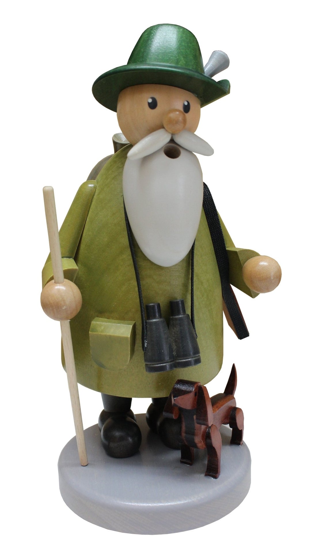 GAH - 16522 - Gahlenz - Räuchermann Förster mit Dackel gebeizt, 22 cm, Holzkunst
