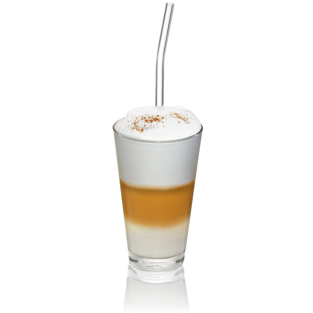 GEF - 12704 - Gefu, Glastrinkhalm FUTURE, 23cm, gebogene Form, 4 Stück mit Bürste