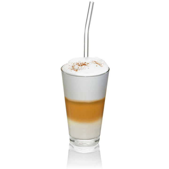 GEF - 12704 - Gefu, Glastrinkhalm FUTURE, 23cm, gebogene Form, 4 Stück mit Bürste