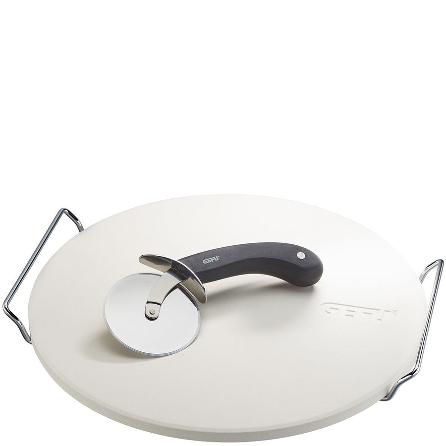 GEF - 14420 - Gefu, Pizzastein mit Gestell + Pizzaschneider Darioso, rund D