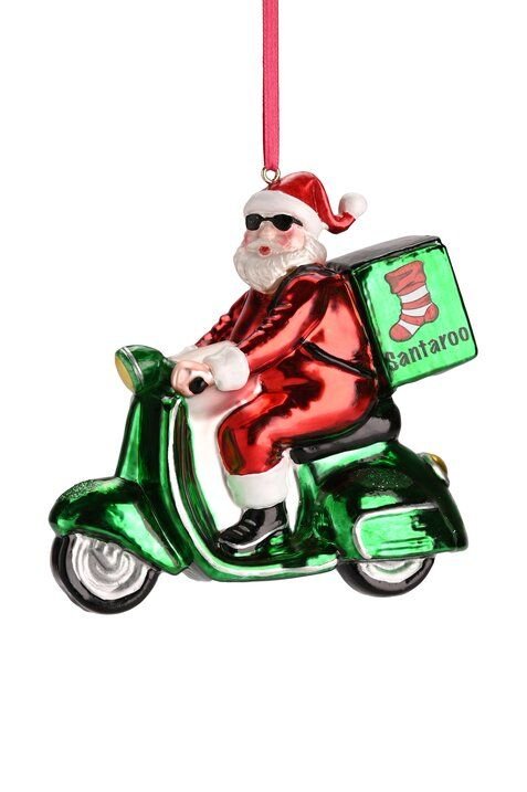 GICO - 1189101003 - Hänger Santa auf Motoroller, Gift Company, rot/grün