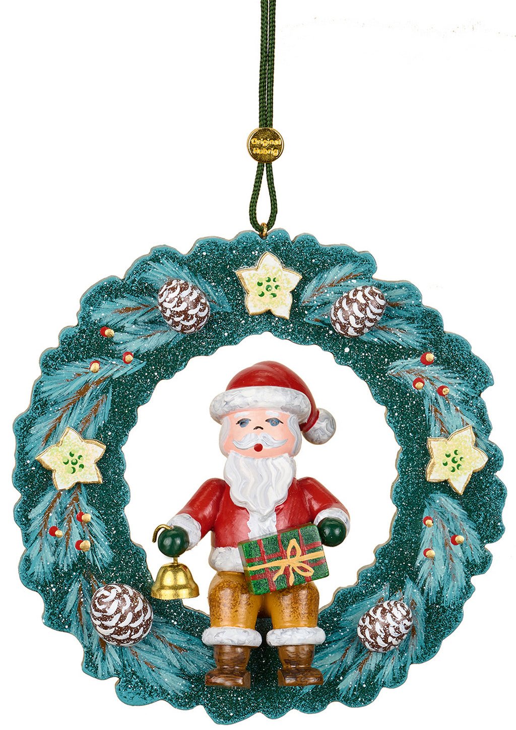 Hubrig Volkskunst 'Baumbehang - Weihnachtsmann Advendskranz 9cm' 2025 HUB - 140h3002