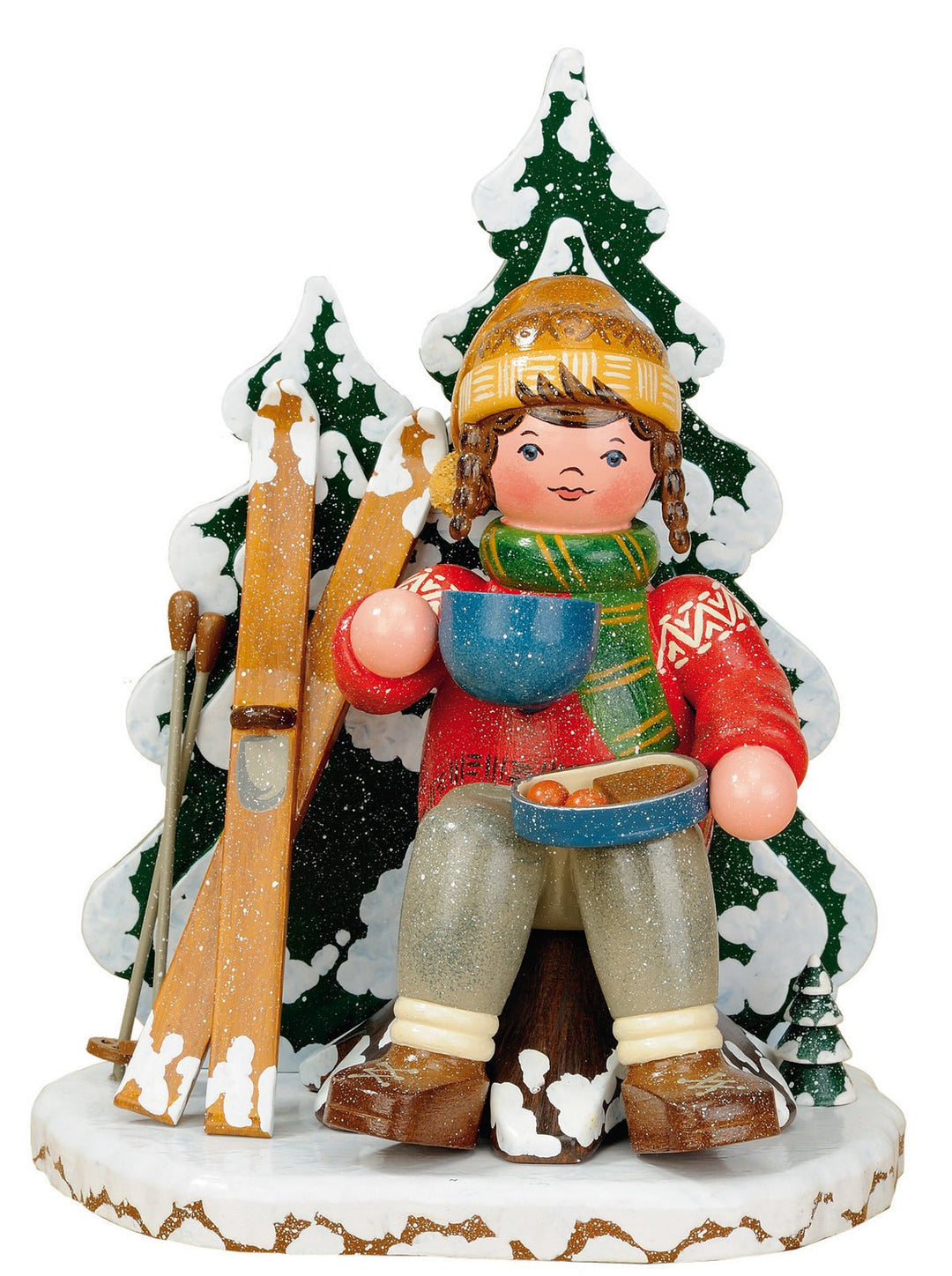 Hubrig Volkskunst 'Winterkinder Räuchermann Schneeschuhfahrerin 20cm' HUB - 105h4003