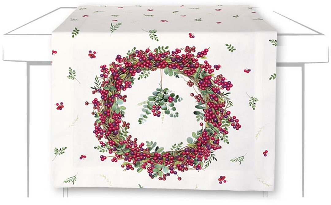 IHR - STR - 1013460 - IHR, Tischläufer "Berry Wreath cream", 45 x 150 cm