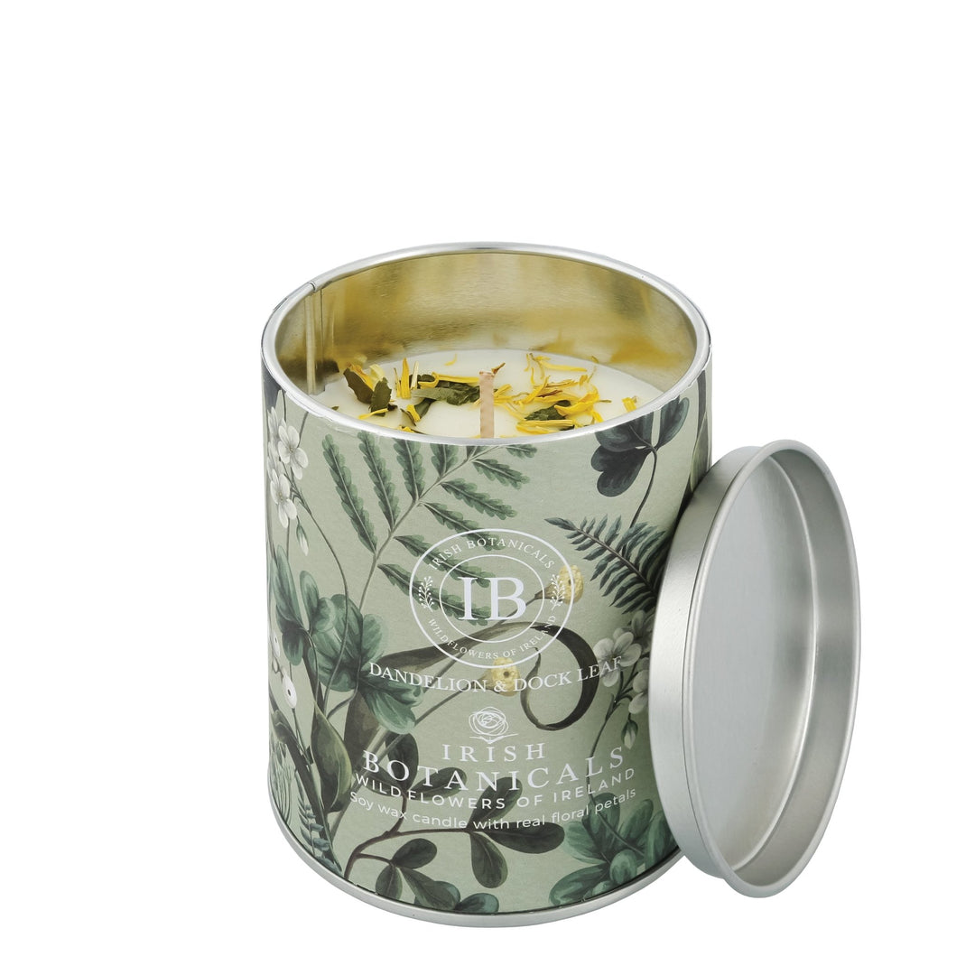 IB - E - IBW - DDL - TIN - Irish Botanicals - Löwenzahn und Ampferblatt Duft Kerze - Dandelion and Dock Leaf Tin Candle