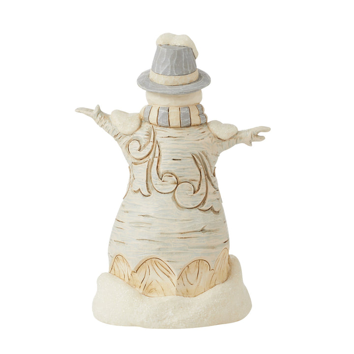 6015155 - Jim Shore - Figur 'White Woodland - Carved Snowman - Geschnitzter Schneemann - 14cm' 2024