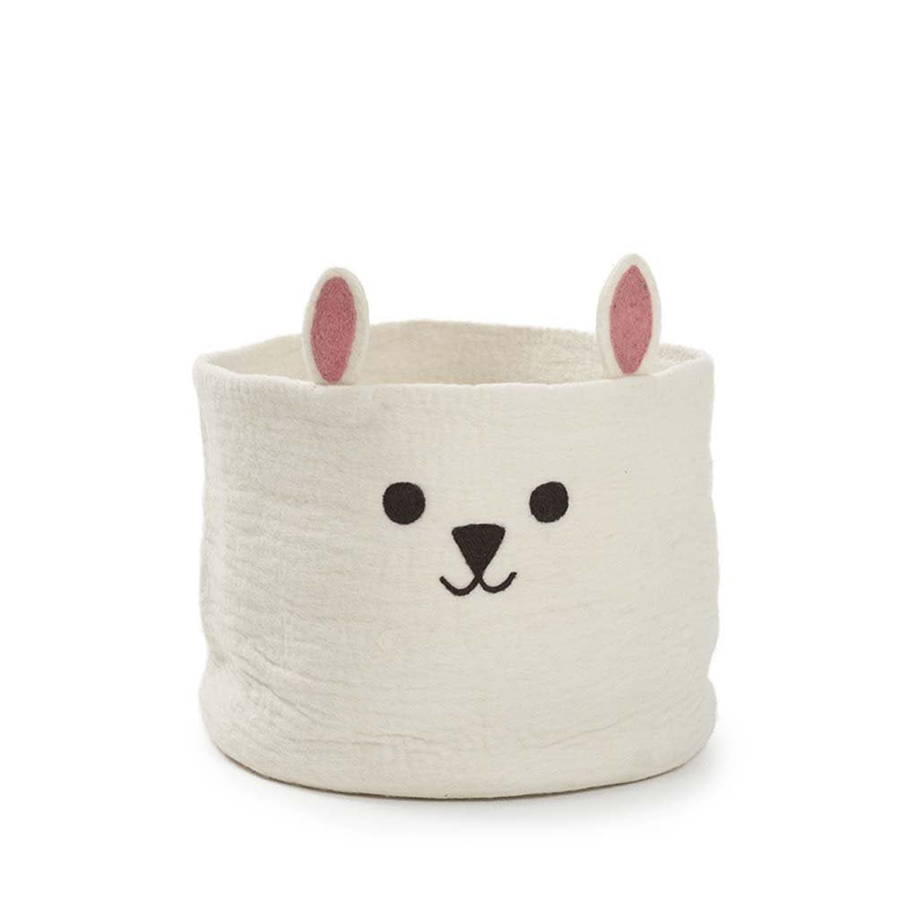 KLI - 592101 - Klippan, Filz Korb Hase weiß, D40cm, H35cm