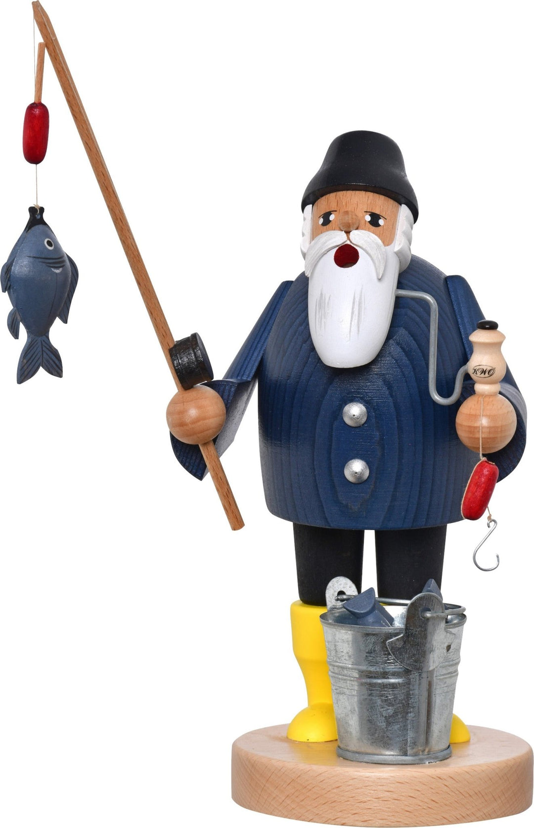 KWO - A21138 - KWO - Räuchermann Angler, Holzkunst, 23cm