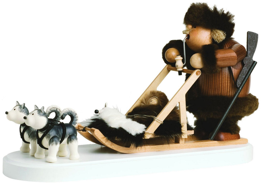 KWO - A21653 - KWO - Räuchermann Eskimo mit Hundeschlitten, Holzkunst, Höhe 21cm