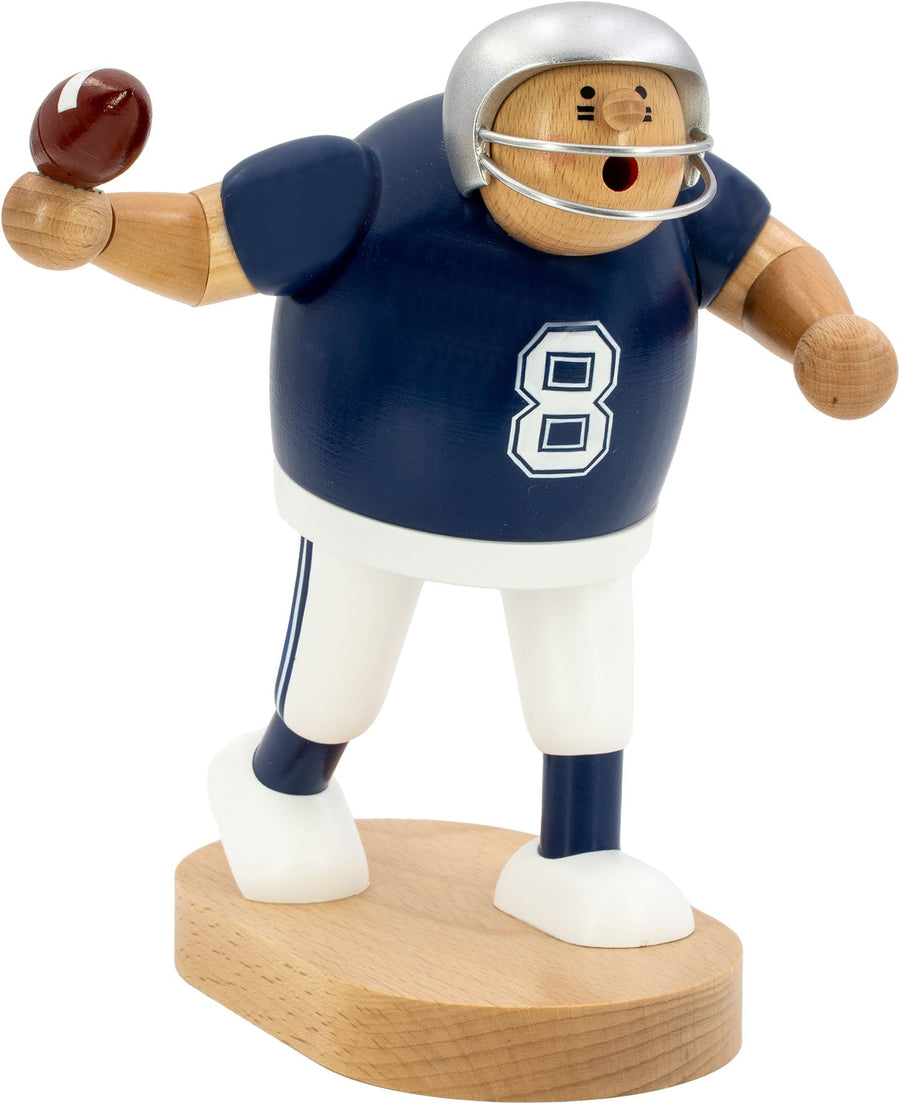 KWO - A21418 - KWO - Räuchermann Footballspieler blau, Holzkunst, 20cm