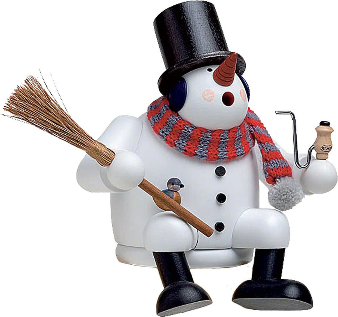 KWO - A21676 - KWO - Räuchermann Kantenhocker Schneemann, Holzkunst, Höhe 17cm
