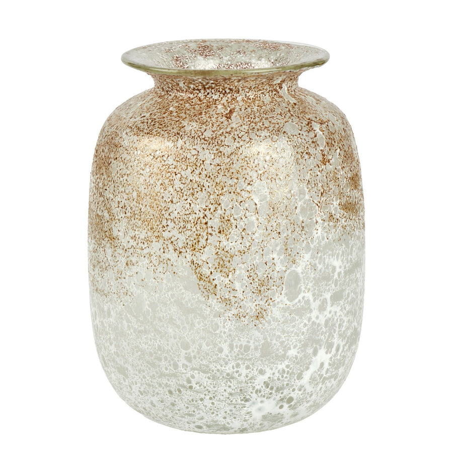 LAM - 17527 - Lambert - Paomo Vase Glas, weiß - golden Optik, H27 D21cm