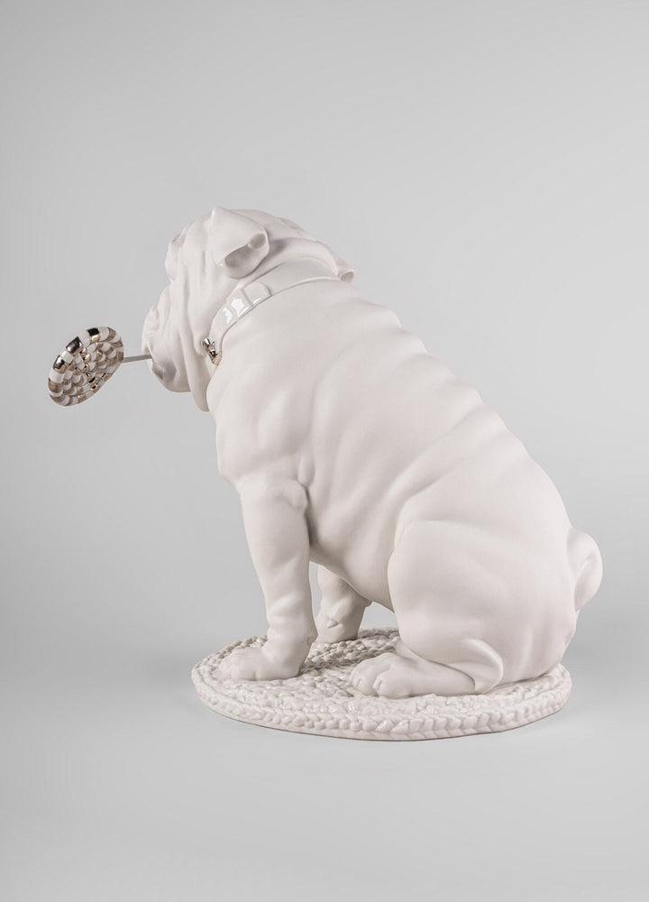 010 - 09741 - LLADRO® Bulldogge mit Lollipop - Skulptur. Re - Deco 33cm 01009741