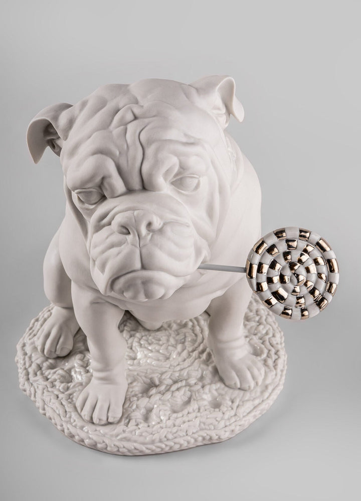 010 - 09741 - LLADRO® Bulldogge mit Lollipop - Skulptur. Re - Deco 33cm 01009741