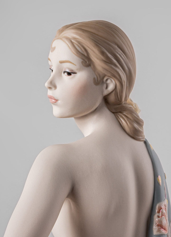 010 - 09733 - LLADRO® Figur Nude mit Schal - Metallische Skulptur 44x30x27cm 01009733