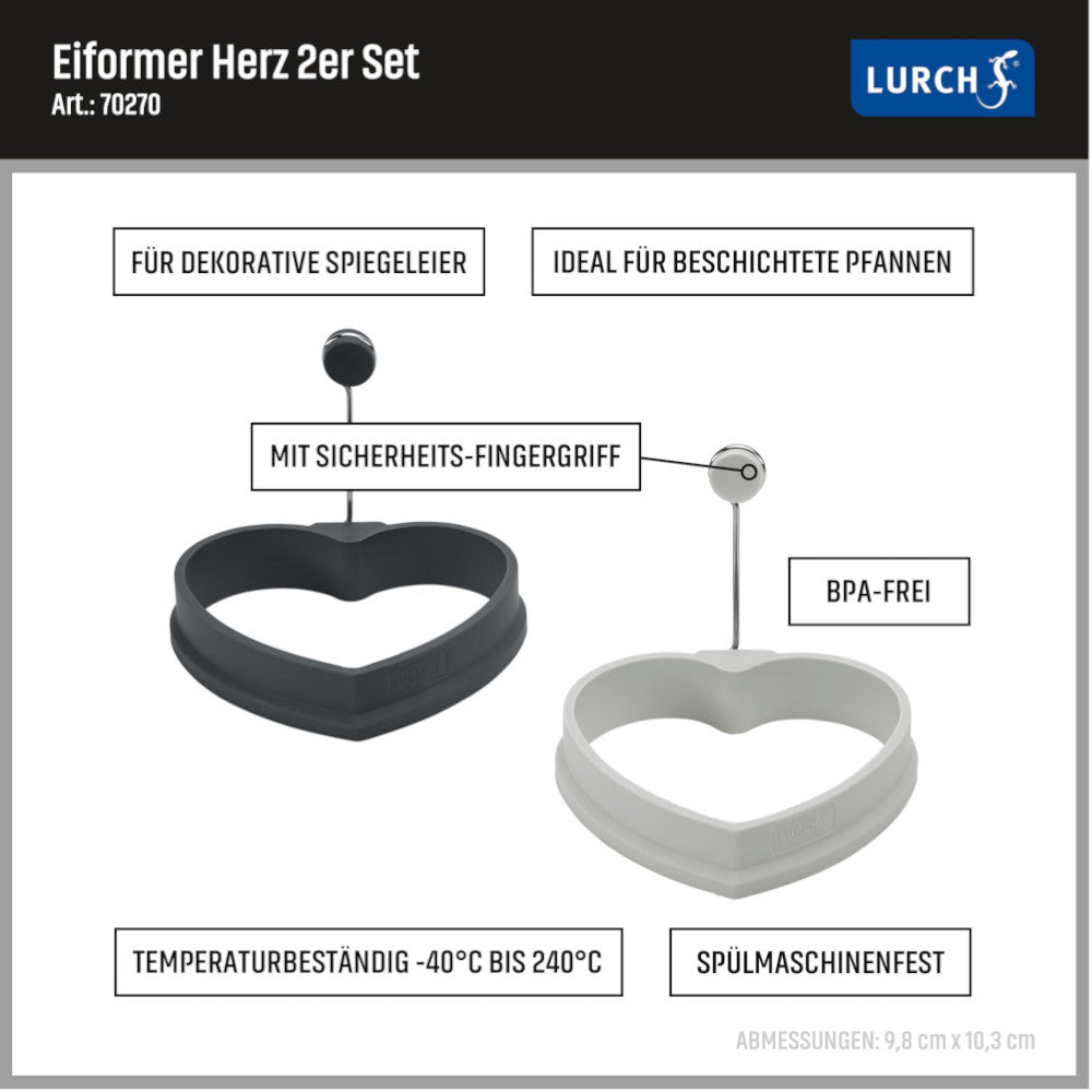 LUR - 00070270 - LURCH 'Eierformer Herz 2er Set light iron/grey'