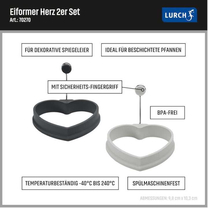 LUR - 00070270 - LURCH 'Eierformer Herz 2er Set light iron/grey'