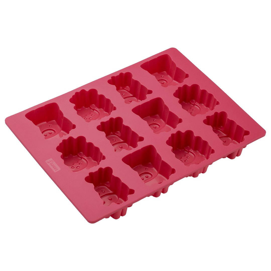 LUR - 00085095 - LURCH My Little Farm Silikonbackform - 12 Mini - Kuchen mit Tiermotiv