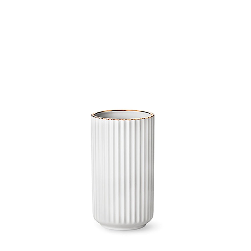 Ly6020 - Lyngby 'Vase weiß mit goldenem Rand - Höhe 20cm'