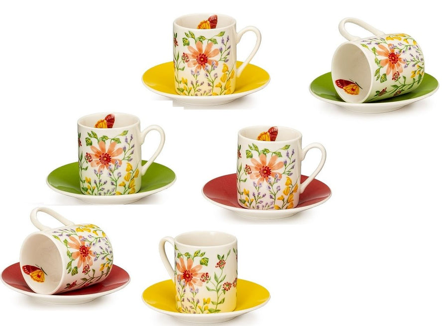 PAR - 1038102 - Palais Royal - Espresso Set, 6 Tassen, 6 Unterteller, Dekor Frühlingsblumen