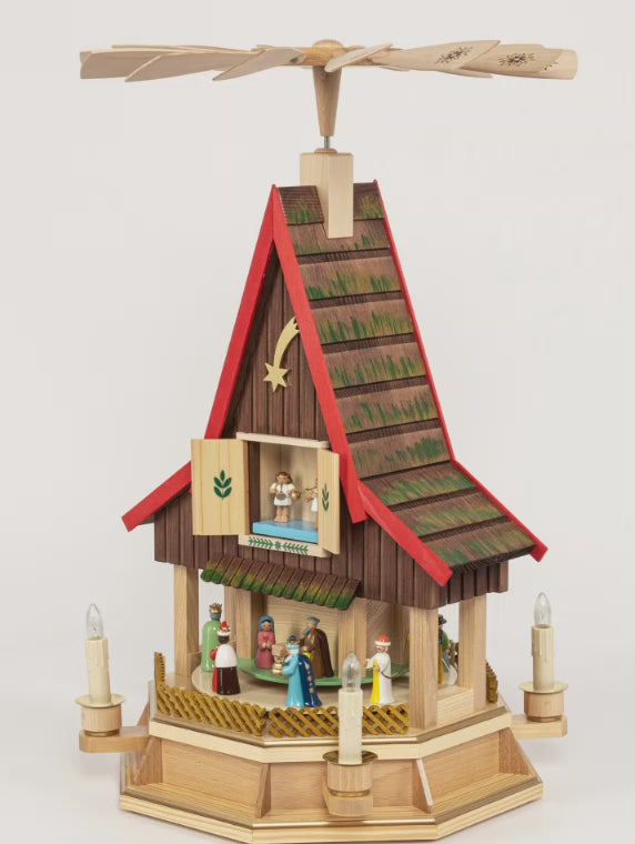 Glässer Folk Art Advent House of the Nativity, electric, 53cm