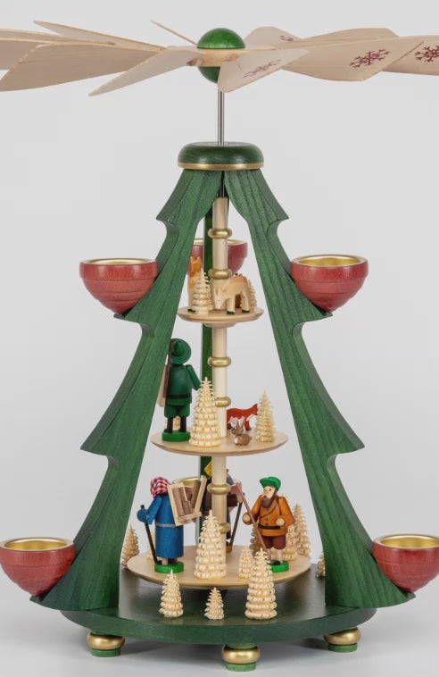 Glässer Sztuka ludowa 'Drzewo Piramida Las Ludzie 2-kondygnacyjny' 40cm