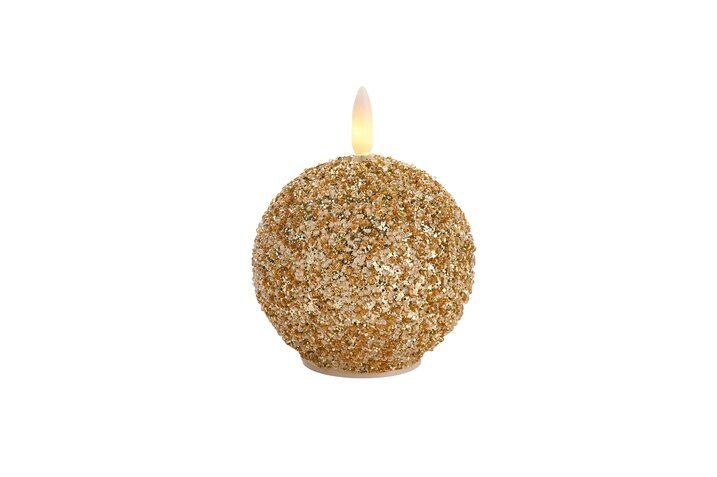 GICO - 1194701021 - Seoul Glaskugel mit LED, Gift Company, Perlen, Glitzer, Gold
