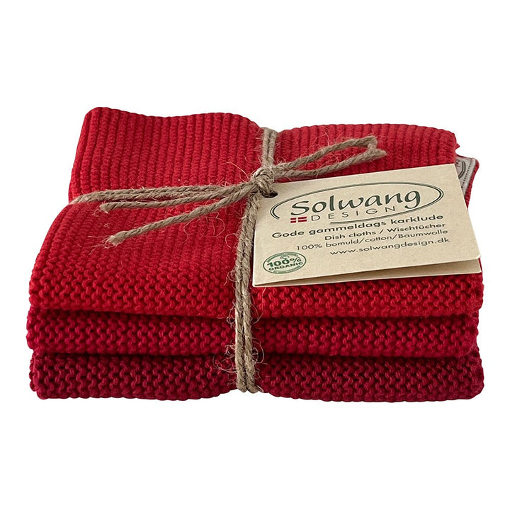 SOL - 767778 - Solwang '3 Stück gestrickte BIO Wischtücher in rot Kombi'
