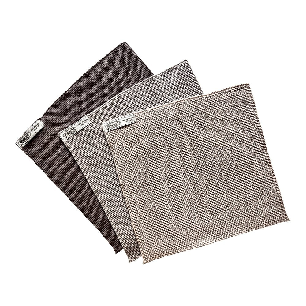 SOL - 14714886 - Solwang, 3 Stück gestrickte Wischtücher in Aschengrauer Kombi